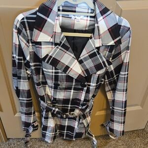 Plaid Women's Jacket With Belt.  Never Worn